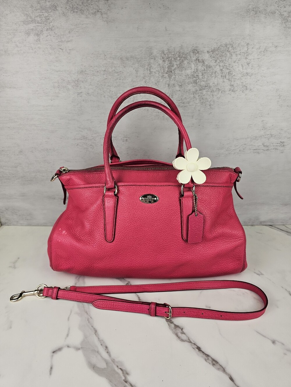Coach Fuschia Pink Pebbled Leather Morgan Tote